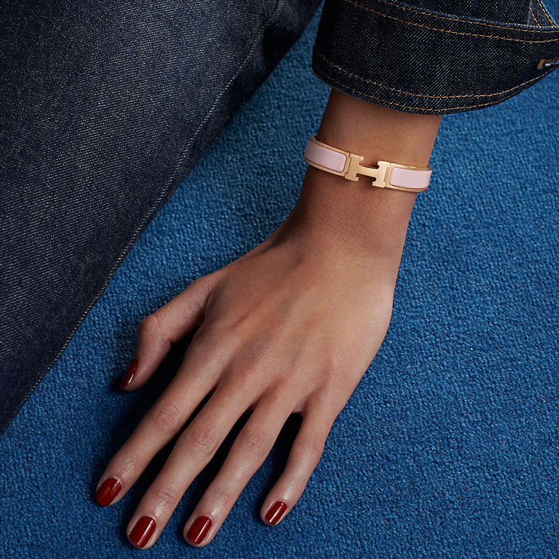 HERMÈS Clic H Bangle, Mother-of-Pearl/Silver