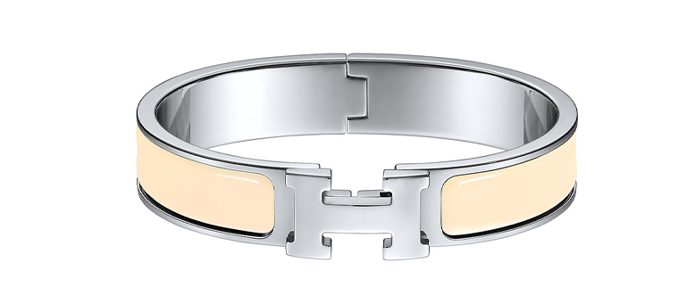 HERMÈS Clic H Bangle, Mother-of-Pearl/Silver