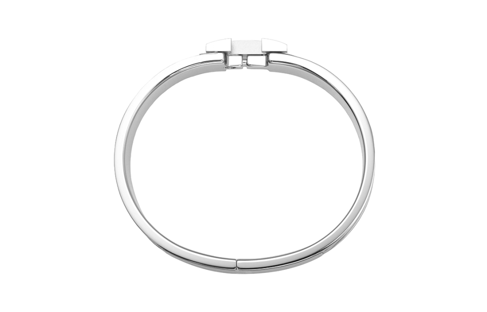 HERMÈS H Emblem Palladium-Plated Bangle for Women, Black/Silver