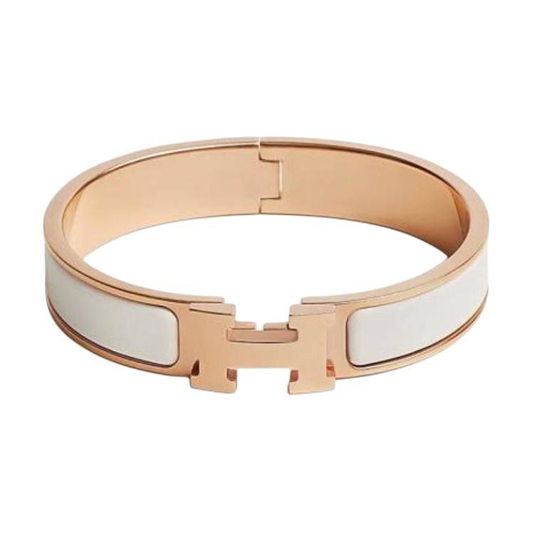 HERMÈS Clic H Metal Bangle for Women, White