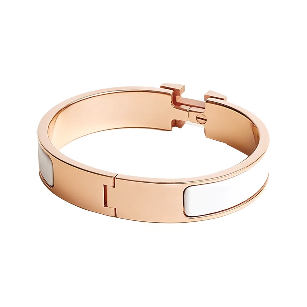 HERMÈS Clic H Metal Bangle for Women, White