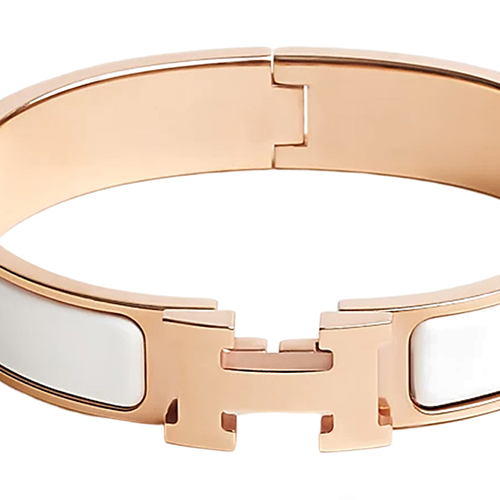 HERMÈS Clic H Metal Bangle for Women, White