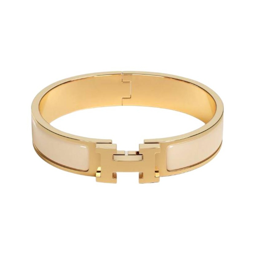 HERMÈS Letter Logo Embellished Bangle for Women, Gold