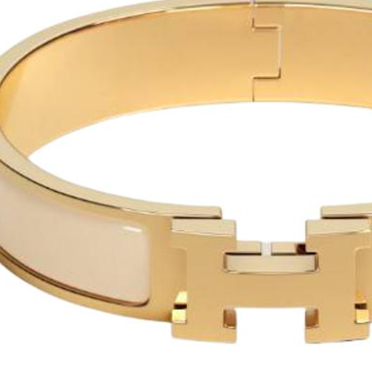 HERMÈS Letter Logo Embellished Bangle for Women, Gold