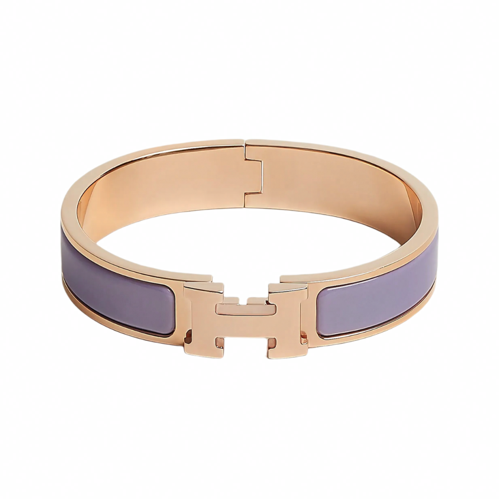 HERMÈS Clic H Bangle, Rose Gold/Lilac