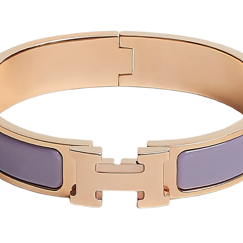 HERMÈS Clic H Bangle, Rose Gold/Lilac