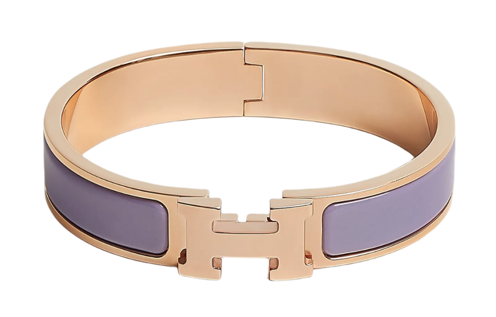 HERMÈS Clic H Bangle, Rose Gold/Lilac