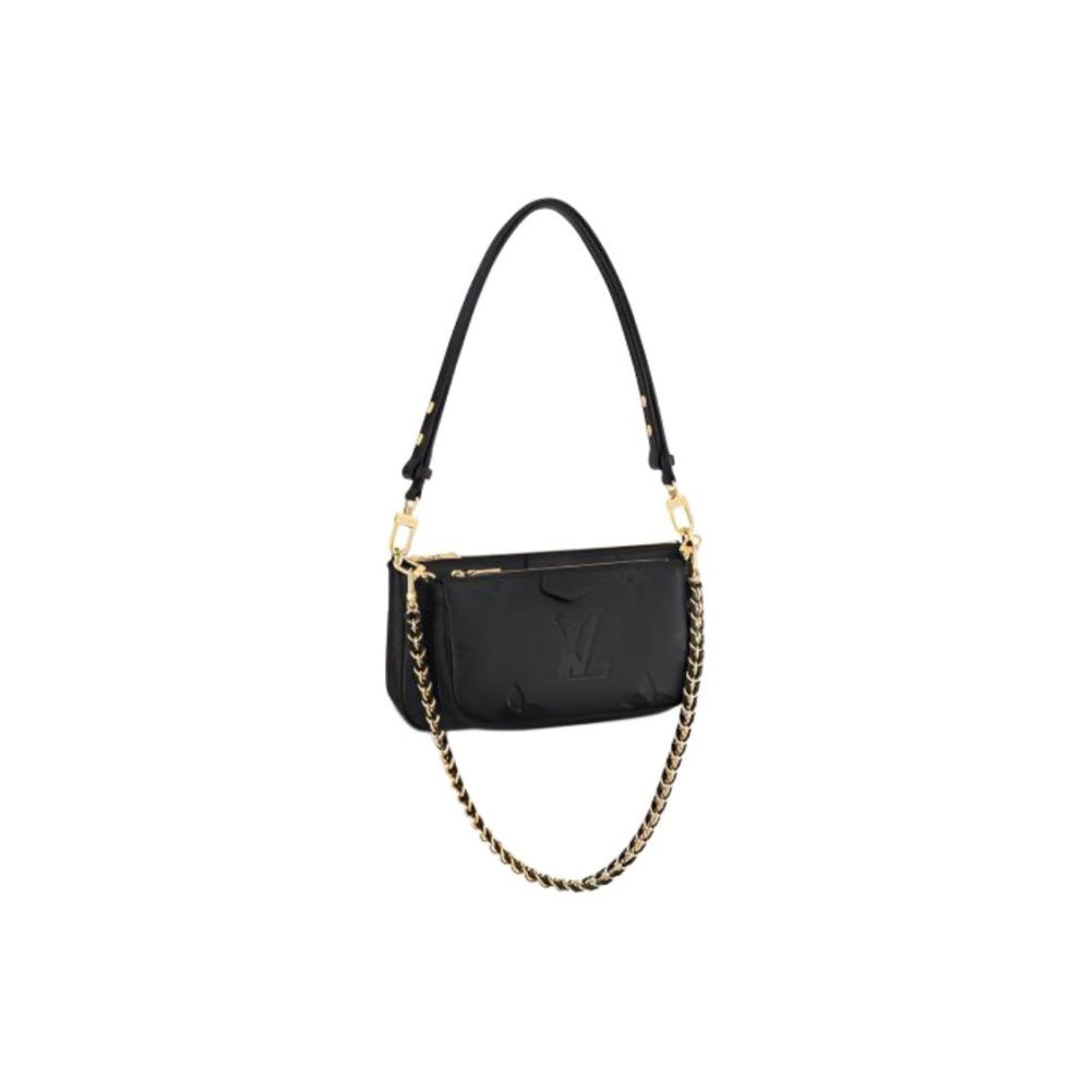 Louis Vuitton Multi Pochette Accessoires, Removable Chain & Zipper, 5-in-1 Mahjong/Underarm/Hand/Crossbody/Shoulder Bag, Women's Style, Black