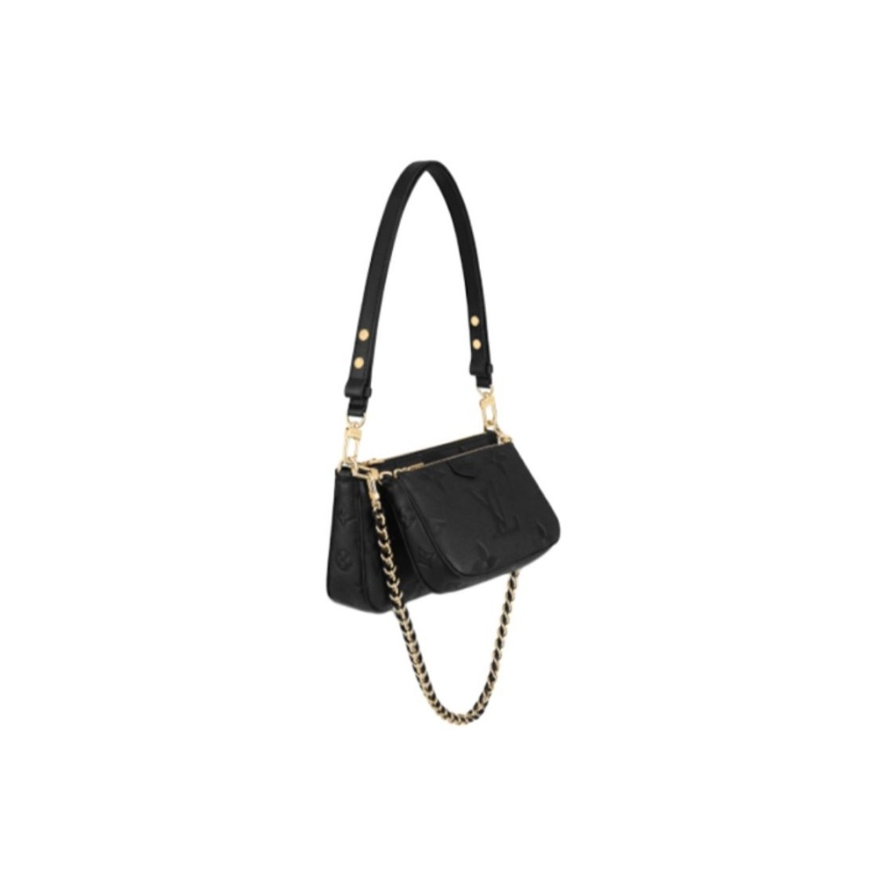 Louis Vuitton Multi Pochette Accessoires, Removable Chain & Zipper, 5-in-1 Mahjong/Underarm/Hand/Crossbody/Shoulder Bag, Women's Style, Black