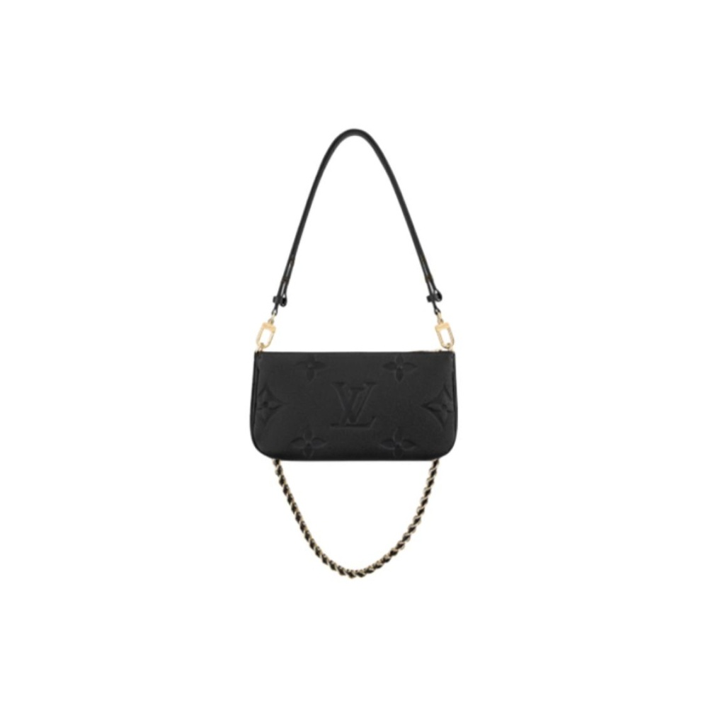 Louis Vuitton Multi Pochette Accessoires, Removable Chain & Zipper, 5-in-1 Mahjong/Underarm/Hand/Crossbody/Shoulder Bag, Women's Style, Black