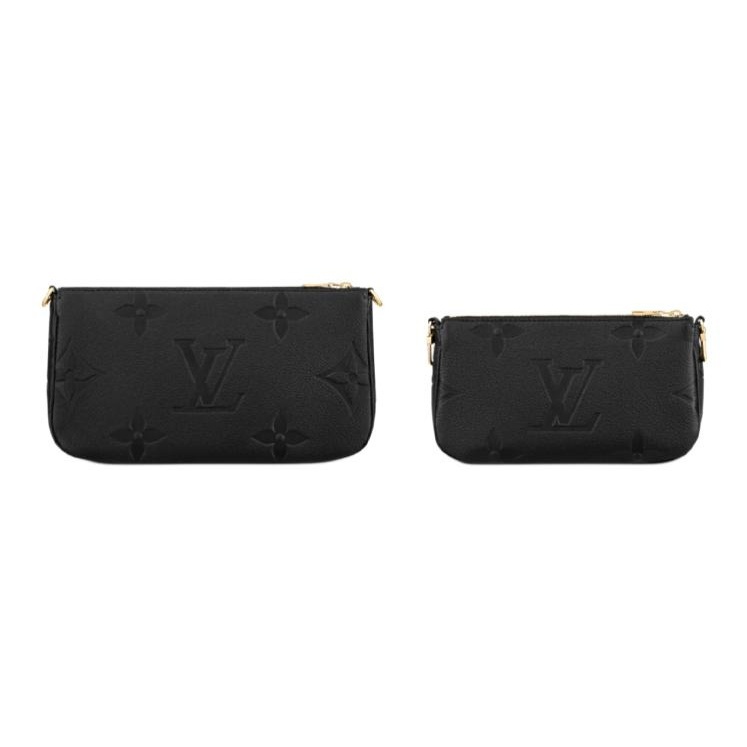 Louis Vuitton Multi Pochette Accessoires, Removable Chain & Zipper, 5-in-1 Mahjong/Underarm/Hand/Crossbody/Shoulder Bag, Women's Style, Black