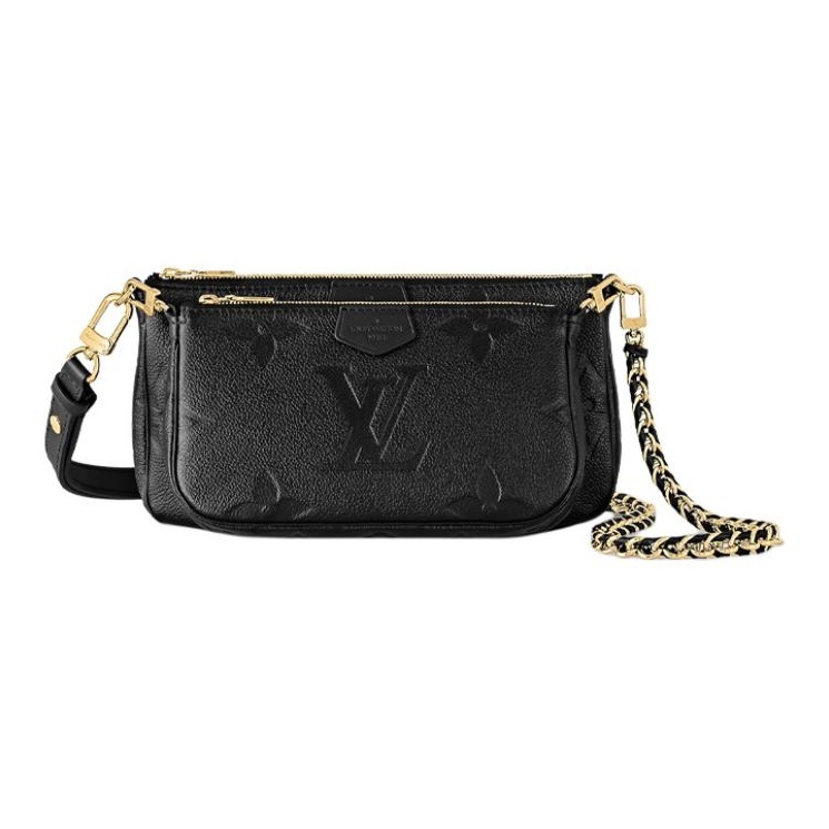Louis Vuitton Multi Pochette Accessoires, Removable Chain & Zipper, 5-in-1 Mahjong/Underarm/Hand/Crossbody/Shoulder Bag, Women's Style, Black