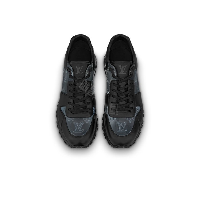 LOUIS VUITTON Run Away Men's Low-Top Casual Shoes with Round Toe and Lace-Up Closure, Black