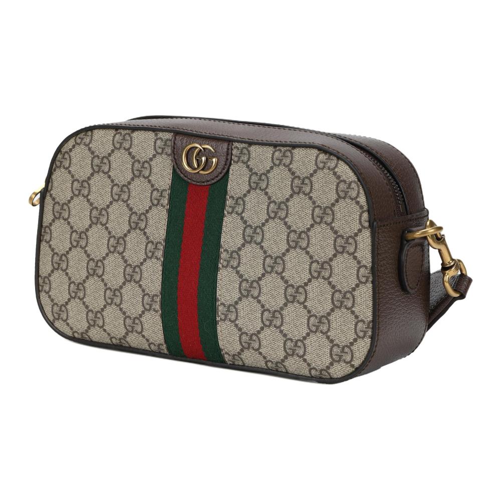 GUCCI Ophidia Women's Small Crossbody & Shoulder Bag with Removable Adjustable Strap and Zip Closure, Brown with Ebony Trim