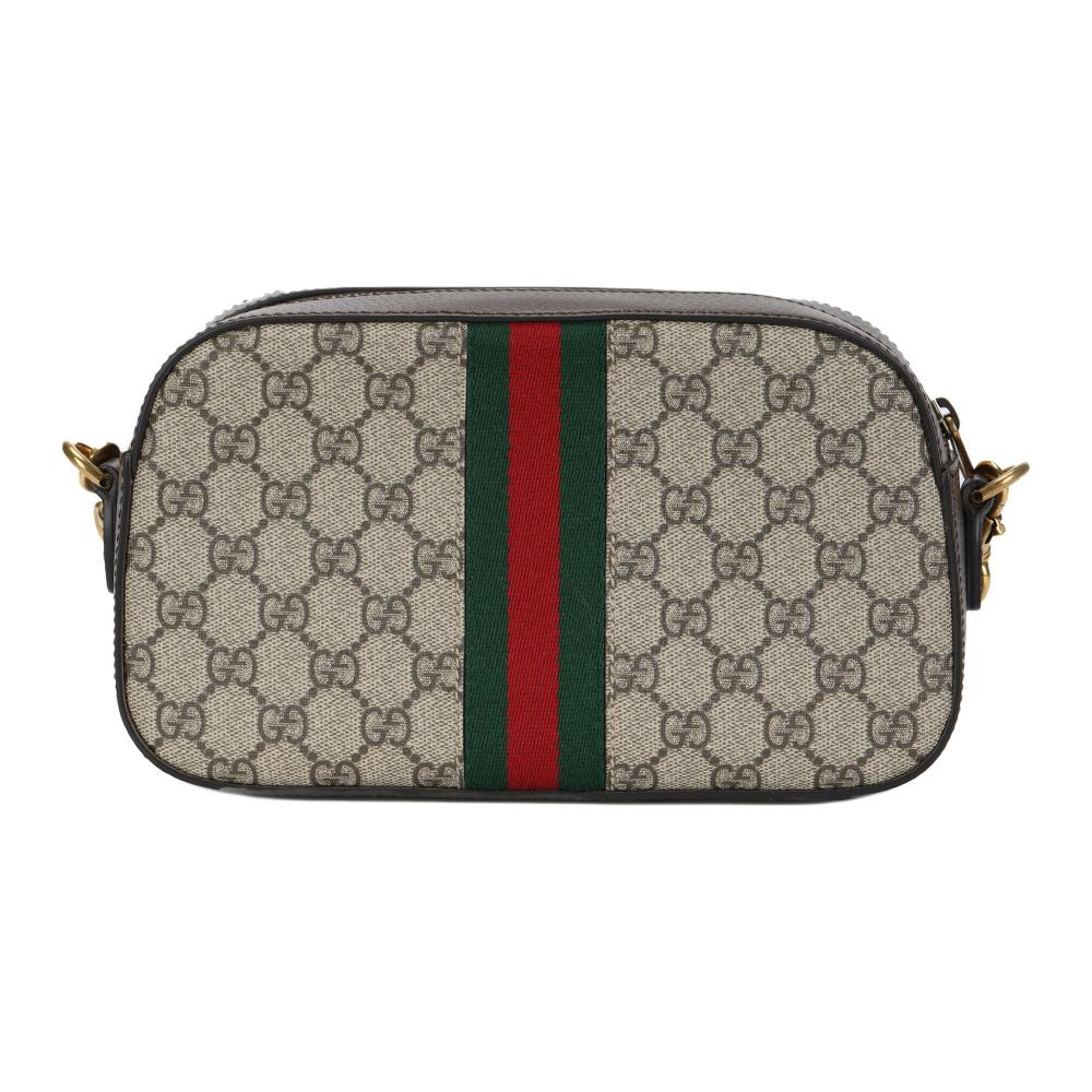 GUCCI Ophidia Women's Small Crossbody & Shoulder Bag with Removable Adjustable Strap and Zip Closure, Brown with Ebony Trim