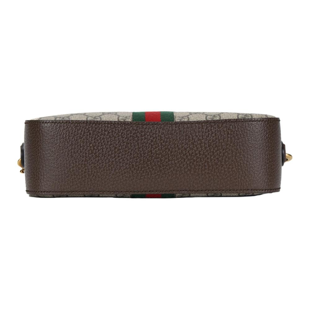 GUCCI Ophidia Women's Small Crossbody & Shoulder Bag with Removable Adjustable Strap and Zip Closure, Brown with Ebony Trim