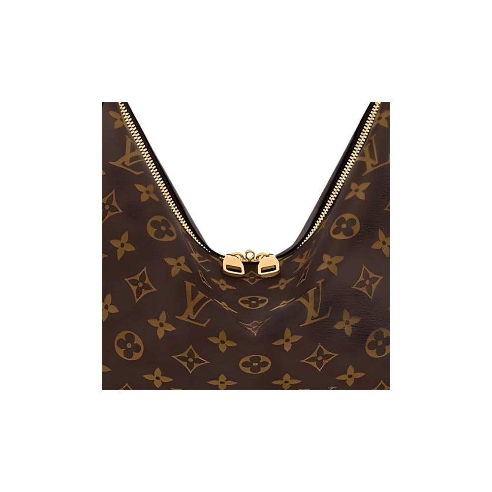 LOUIS VUITTON SLOUCHY Slouchy PM Women's Small Tote & Shoulder Bag in Brown, Coated Canvas with Gold-Tone Hardware and Zip Closure