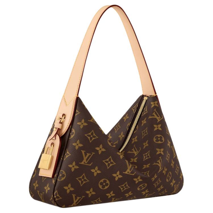 LOUIS VUITTON SLOUCHY Slouchy PM Women's Small Tote & Shoulder Bag in Brown, Coated Canvas with Gold-Tone Hardware and Zip Closure