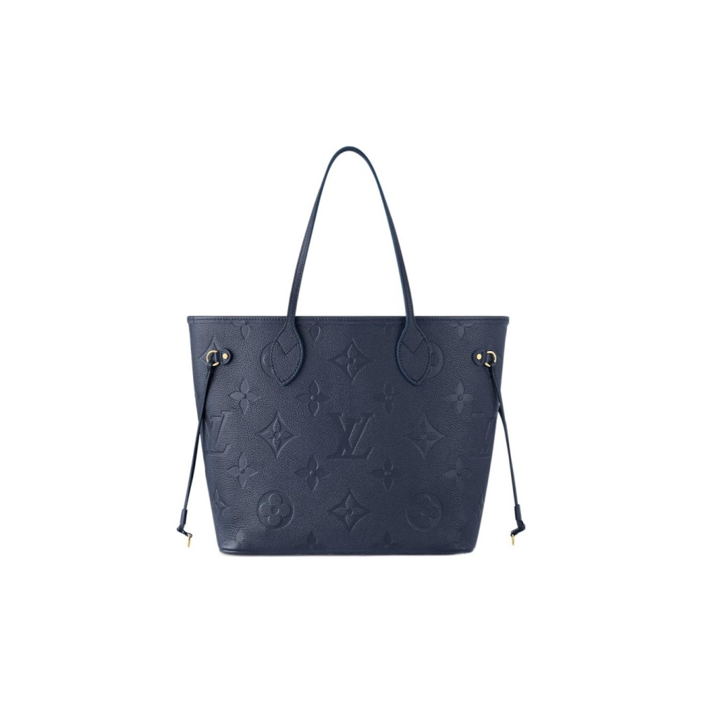 LOUIS VUITTON NEVERFULL MM Women's Medium Tote/ Shopping Bag in Deep Blue with Monogram and Zip Closure