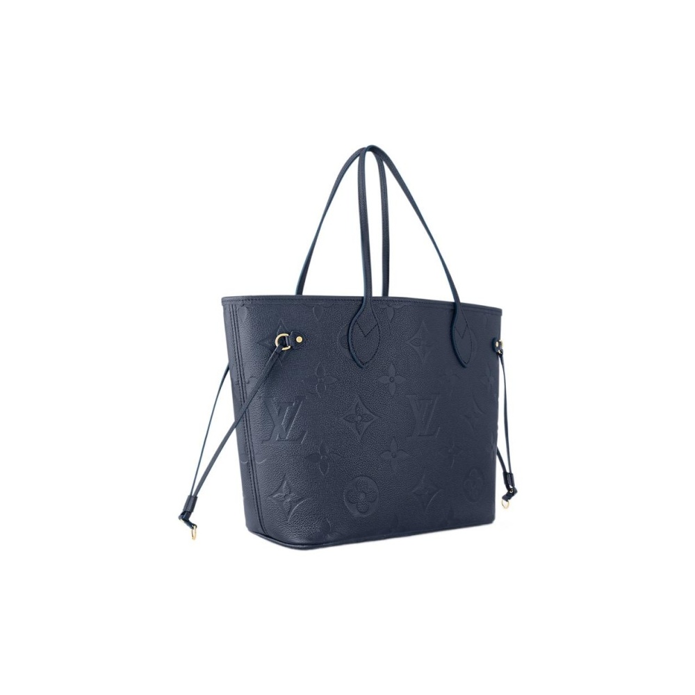 LOUIS VUITTON NEVERFULL MM Women's Medium Tote/ Shopping Bag in Deep Blue with Monogram and Zip Closure