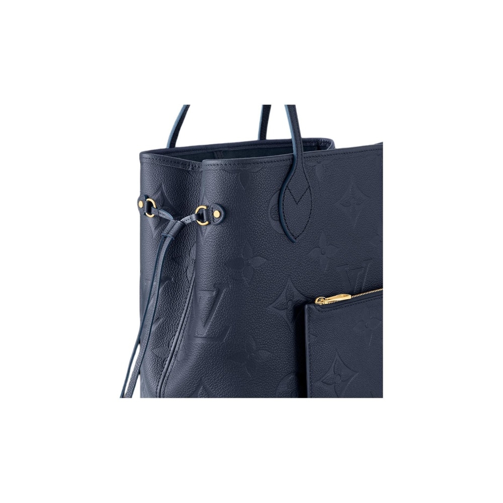 LOUIS VUITTON NEVERFULL MM Women's Medium Tote/ Shopping Bag in Deep Blue with Monogram and Zip Closure