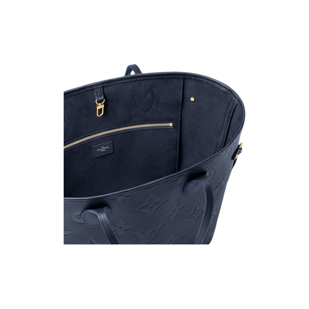 LOUIS VUITTON NEVERFULL MM Women's Medium Tote/ Shopping Bag in Deep Blue with Monogram and Zip Closure
