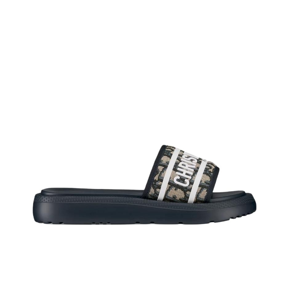 DIOR Dioriviera Dway Women's Round-Toe Slip-On EVA Slide Sandals in Deep Blue