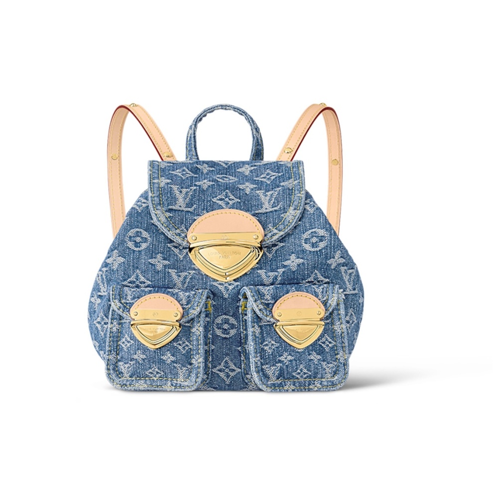 LOUIS VUITTON Venice NM Women's Regular Backpack in Blue Denim with Adjustable Strap, Monogram and Flip-Top Closure