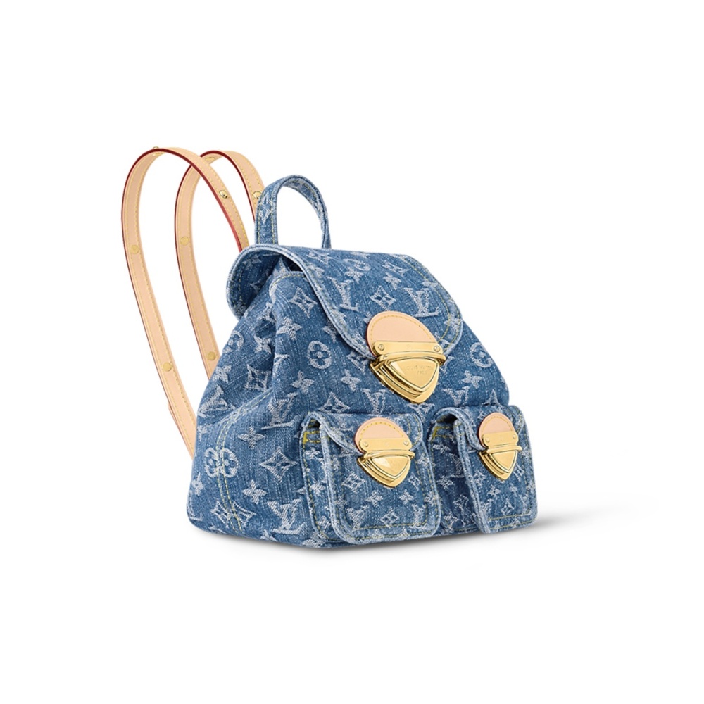 LOUIS VUITTON Venice NM Women's Regular Backpack in Blue Denim with Adjustable Strap, Monogram and Flip-Top Closure