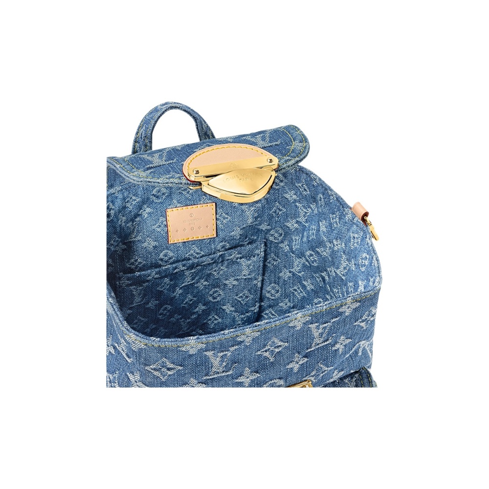 LOUIS VUITTON Venice NM Women's Regular Backpack in Blue Denim with Adjustable Strap, Monogram and Flip-Top Closure