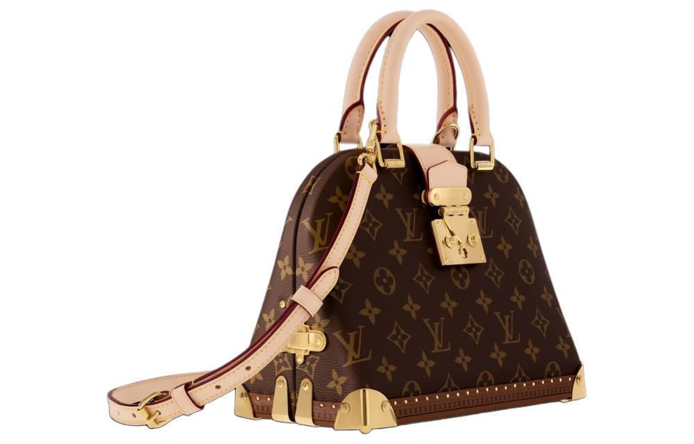 LOUIS VUITTON Classic Printed Bag with Lock Closure (Shell/Shoulder/Crossbody/Hand-Carry), Women's, Brown