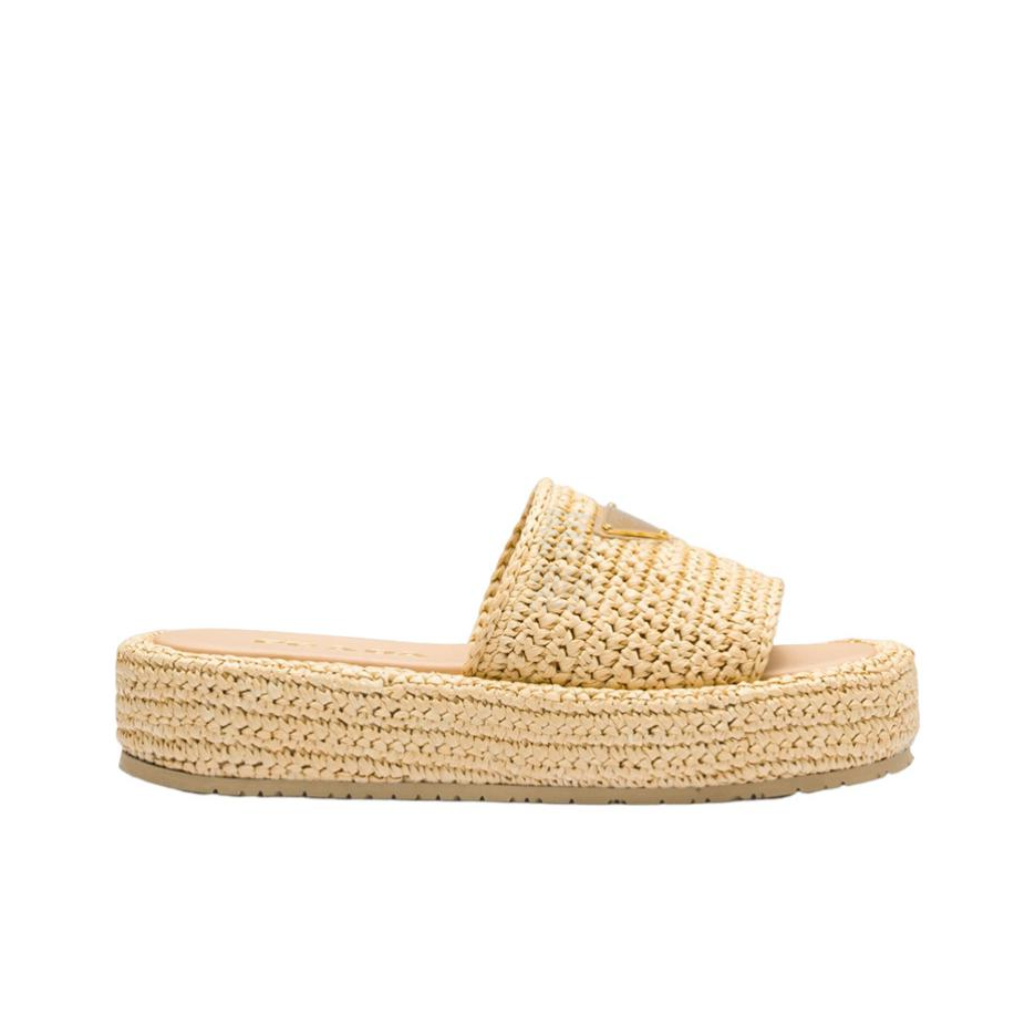 PRADA Open-Toe Slip-On Sandals, Women's, Light Brown