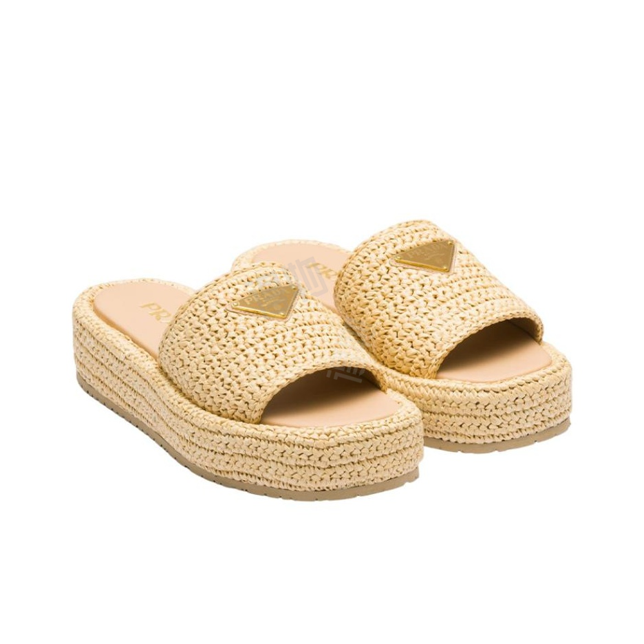PRADA Open-Toe Slip-On Sandals, Women's, Light Brown