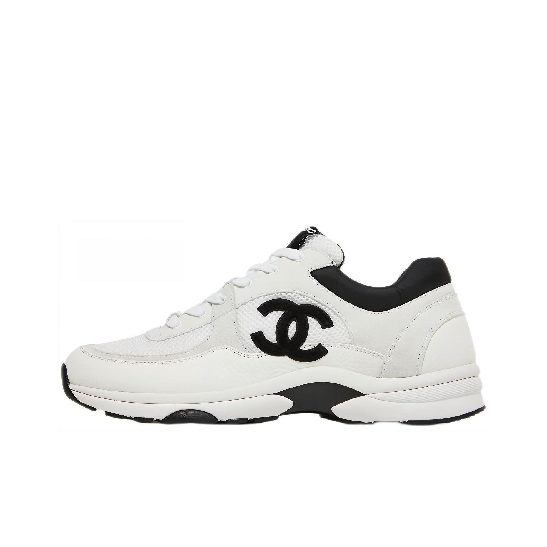 CHANEL Black-and-White Panda Breathable Mesh Low-Top Casual & Running Shoes, Men's, White