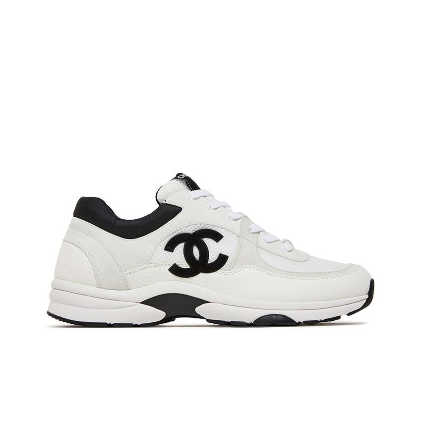 CHANEL Black-and-White Panda Breathable Mesh Low-Top Casual & Running Shoes, Men's, White