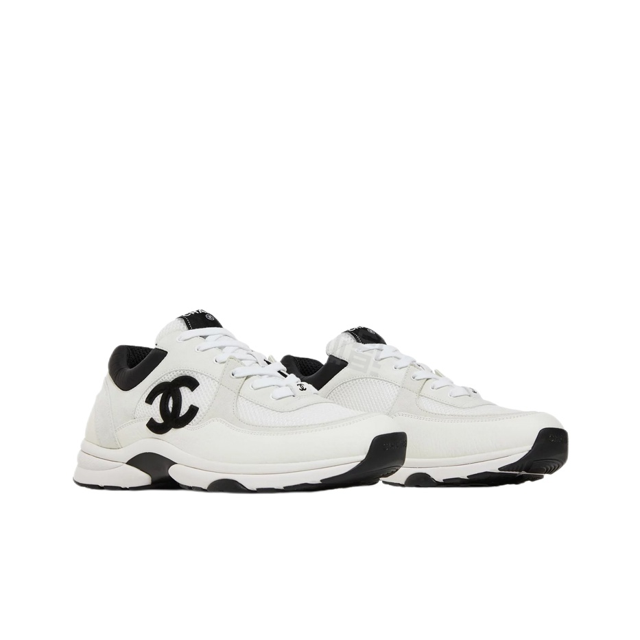 CHANEL Black-and-White Panda Breathable Mesh Low-Top Casual & Running Shoes, Men's, White