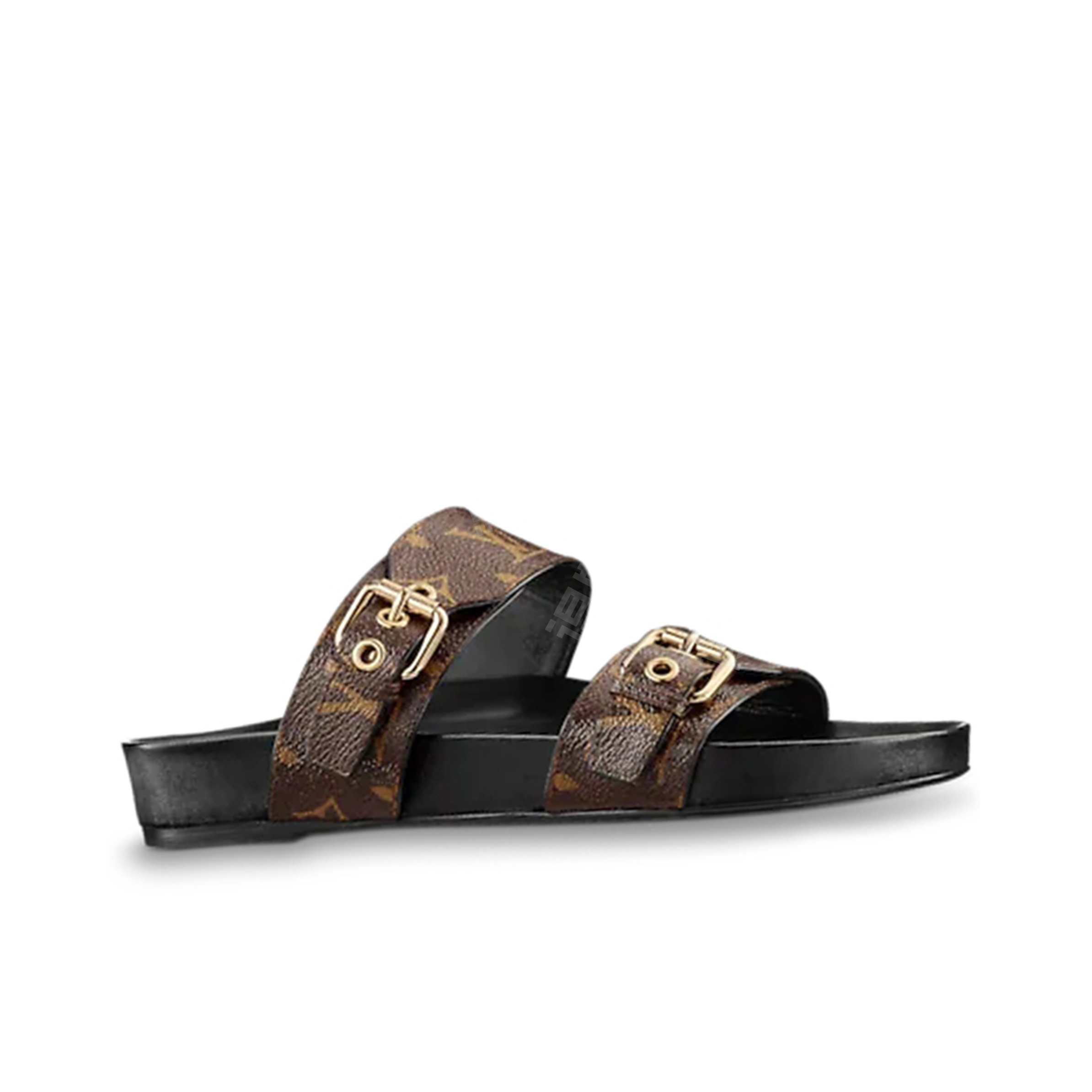 LOUIS VUITTON Bom Dia Slip-On Open-Toe Slide Sandals (Women's, Brown)