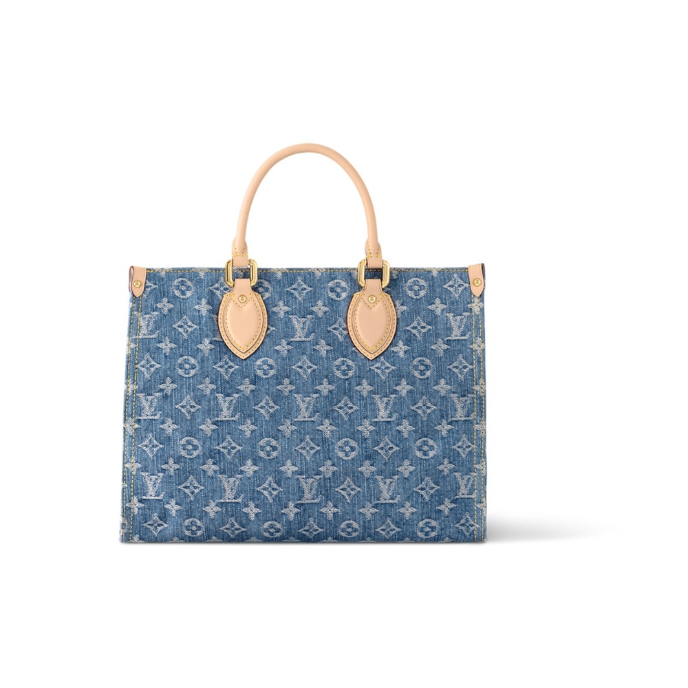 LOUIS VUITTON ONTHEGO MM Tote Bag with All-Over Monogram, Jungle Print (Women's, Medium, Blue)