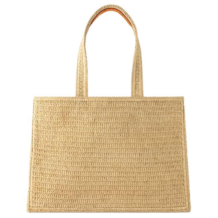 LOUIS VUITTON SHOPPER Summer Tote Embroidered Letter Logo, Tote Bag (Shopping Bag / Shoulder Bag), Medium Size, Men's Style, Natural Bro