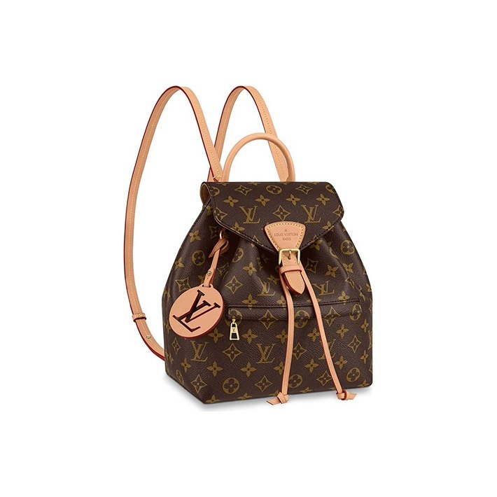 LOUIS VUITTON Montsouris Monogram Print with Letter Logo, Backpack, Small Size, Women's Style, Brown