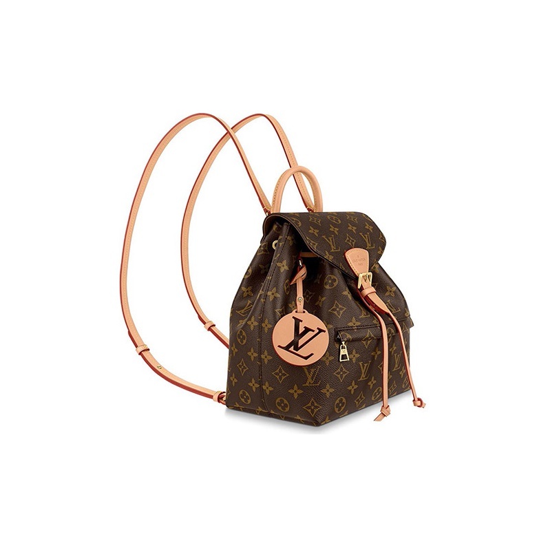 LOUIS VUITTON Montsouris Monogram Print with Letter Logo, Backpack, Small Size, Women's Style, Brown