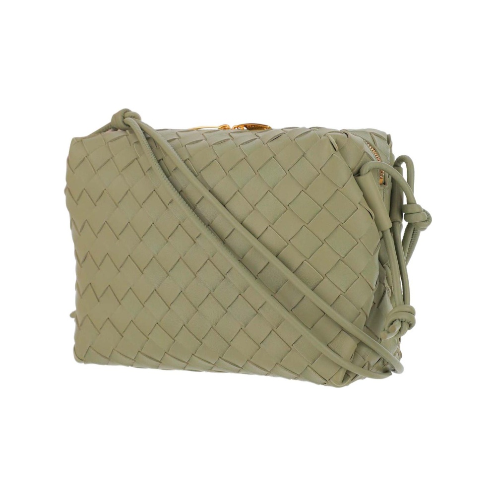 Bottega Veneta LOOP Weave Design with Zipper Closure, Small-sized Women's Camera Bag/Storage Bag/Clutch/Crossbody Bag, Green