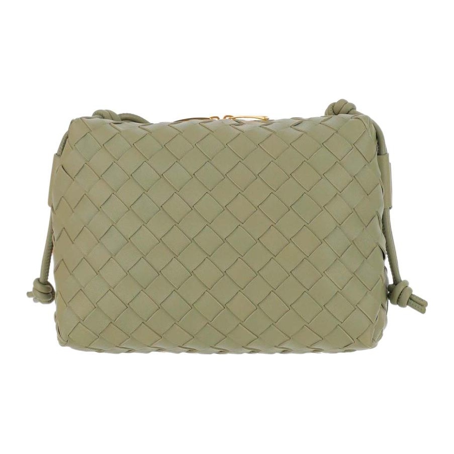 Bottega Veneta LOOP Weave Design with Zipper Closure, Small-sized Women's Camera Bag/Storage Bag/Clutch/Crossbody Bag, Green