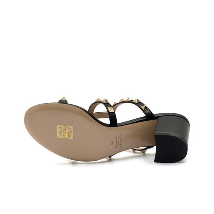 Valentino Rockstud Women's Open-Toe Slide Sandals with Rivets, Black