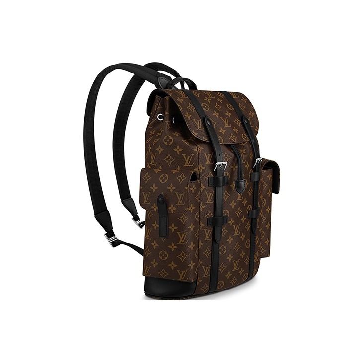 LOUIS VUITTON CHRISTOPHER Men's Medium-Size Backpack in Brown Canvas with Monogram Pattern
