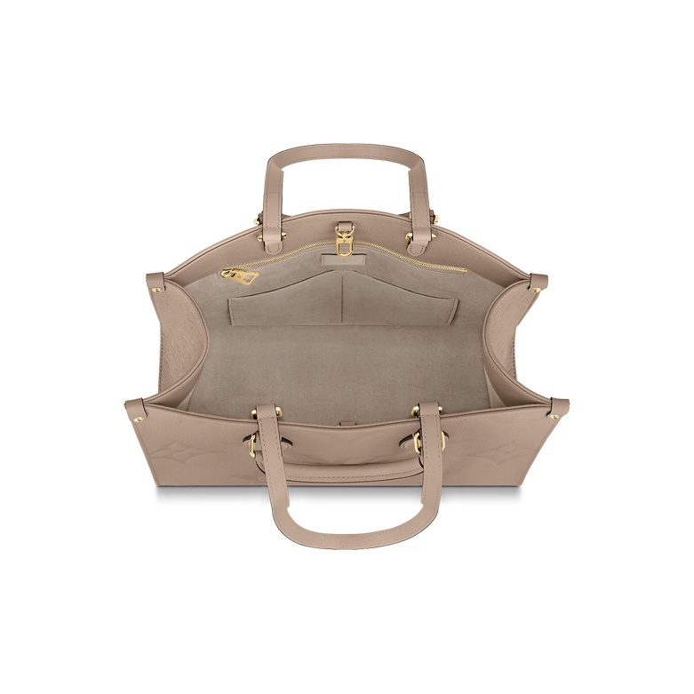 LOUIS VUITTON ONTHEGO Women's Medium-Size Tote Bag in Elephant Grey Canvas with Monogram Pattern (Convertible as Handbag & Shoulder Bag)