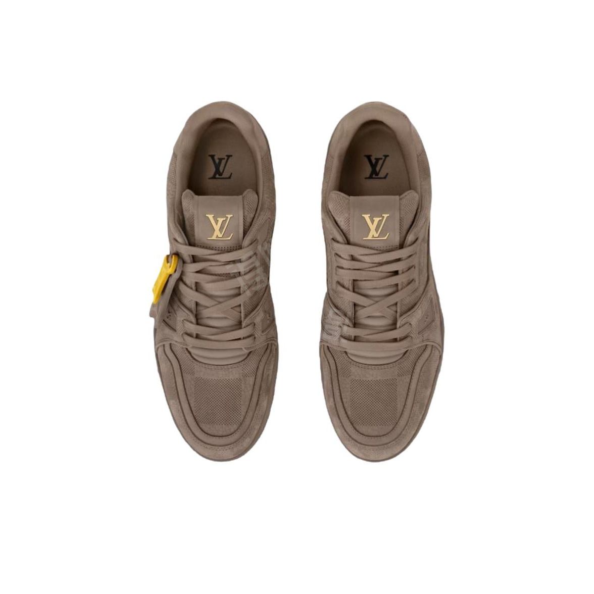 LOUIS VUITTON Trainer Round-Toe Lace-Up Low-Top Sneakers, Unisex, Brown