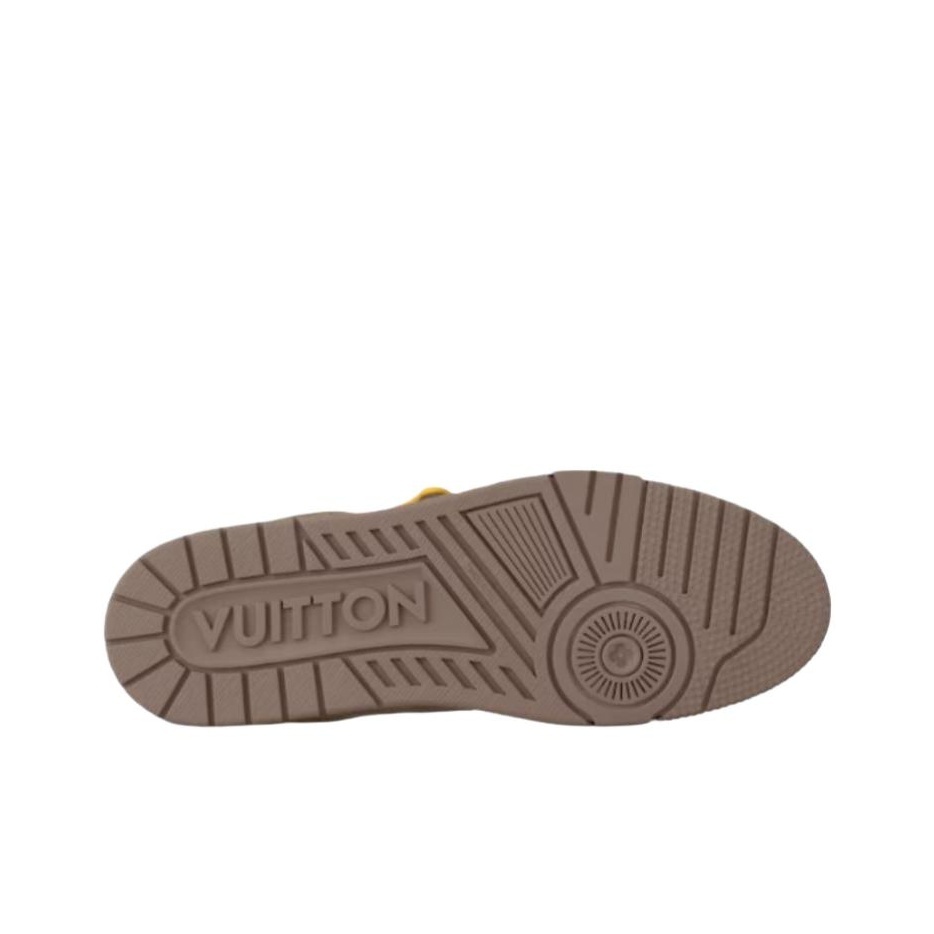 LOUIS VUITTON Trainer Round-Toe Lace-Up Low-Top Sneakers, Unisex, Brown