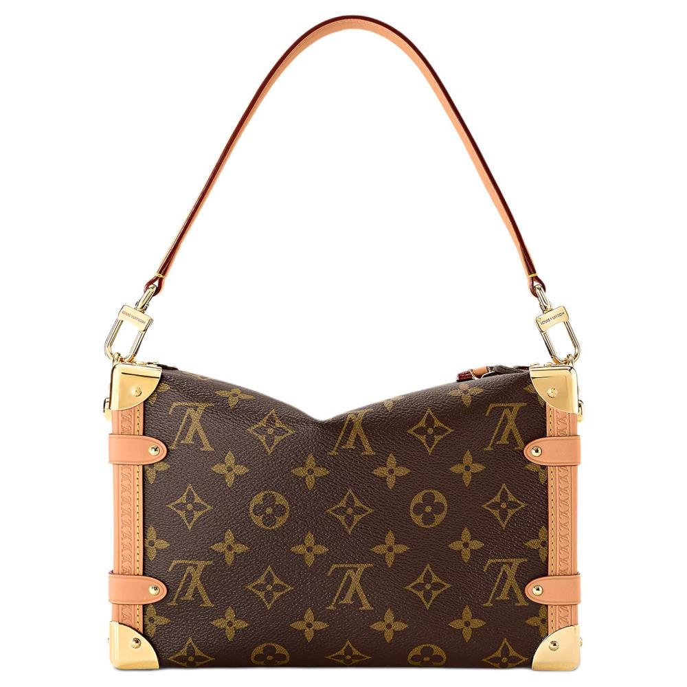 LOUIS VUITTON SIDE TRUNK Medium Classic Monogram Soft Box Bag for Women, Brown - With Removable & Adjustable Shoulder Strap, Convertible for Shoulder, Crossbody & Handheld Carry