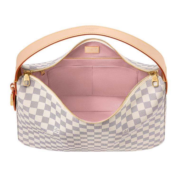 LOUIS VUITTON Slouchy MM Damier Ebene/Azur Single-Shoulder & Handbag, Medium Size, Women's Style, Beige